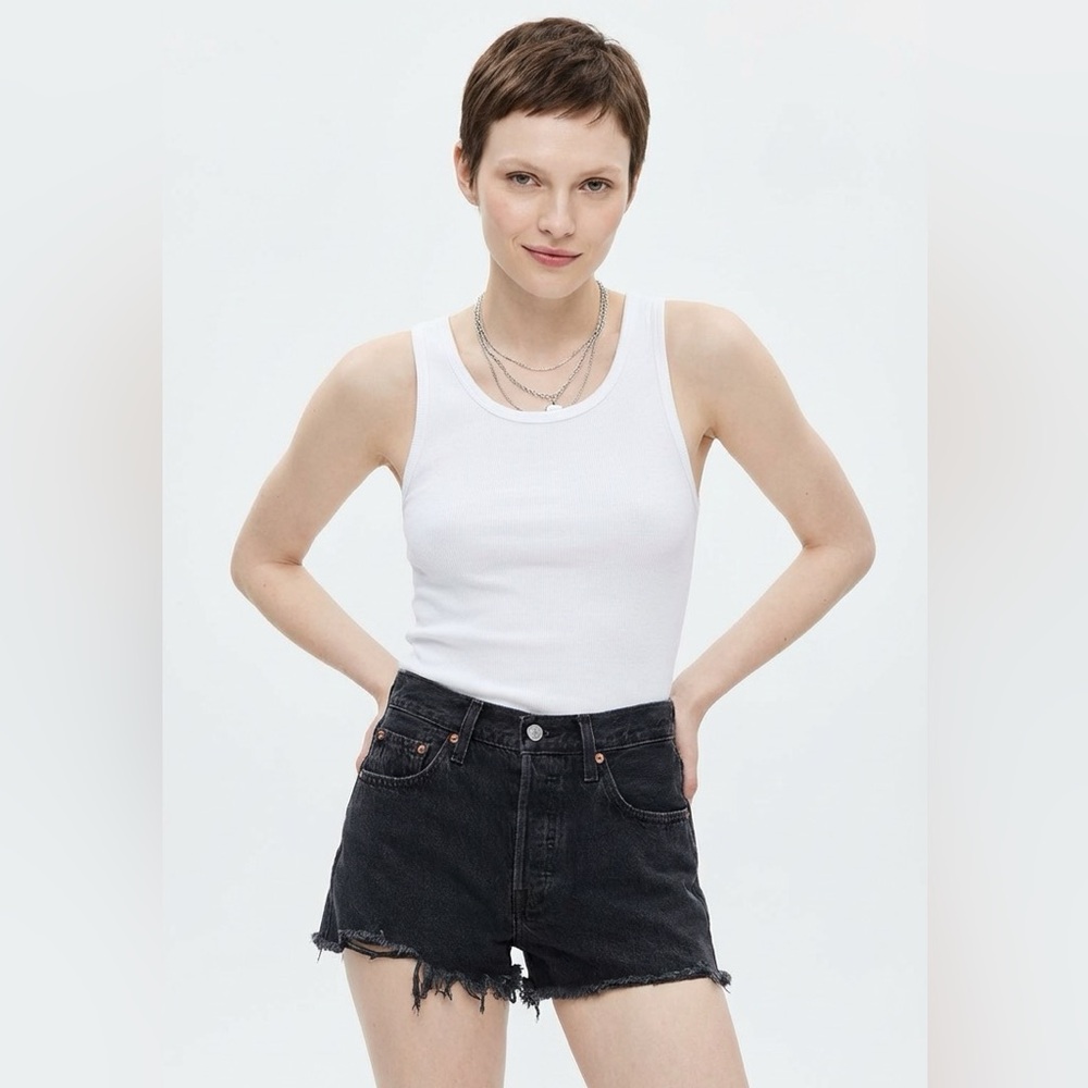 Signature by Levi Strauss Black Jean Shorts High-Waisted Distressed